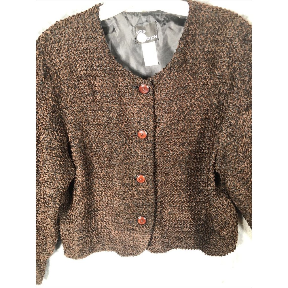 First Options Women’s Jacket Brown Button Up Adult Size Medium - Picture 11 of 16